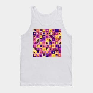 Abstract Square Geometric | Pop Fashion Modern Fusion Layered Blue Red Yellow Regular Tank Top